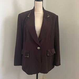 Brown Vintage Beaded Blazer Jacket‎ size 16 Chancelle Western Chic Retro Office